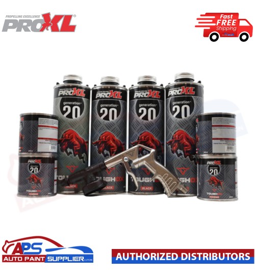 PRO XL Black 4 Bottle Kit Tough Truck Bed Liner Coating + Schutz Spray Gun