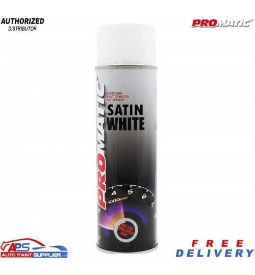 Promatic Satin White Spray Paint 500ml – Fast-Dry UV Resistant Aerosol