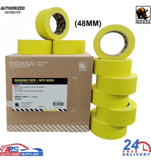 INDASA MTE 48mm x 50m Masking Tape – Box of 20 – Premium Quality, High Adhesion