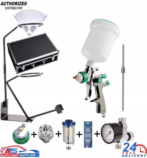 Starchem LVLP Spray Gun Kit 1.3/1.8mm Nozzles + Filter & Pressure Gauge