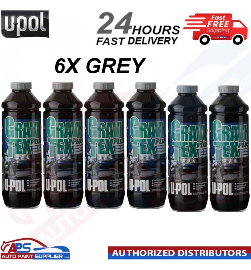 6 X U-POL GRAVITEX PLUS HS STONE CHIP COATING 1L GREY - FAST DELIVERY