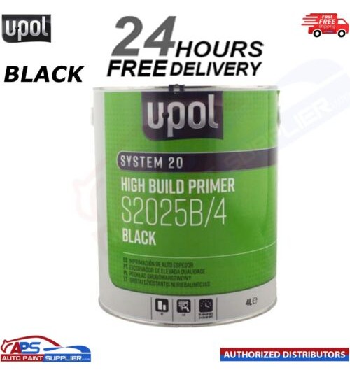 U-Pol 2K HS High Build Paint Primer 4:1 4 Litre BLACK S2025B - FAST DELIVERY