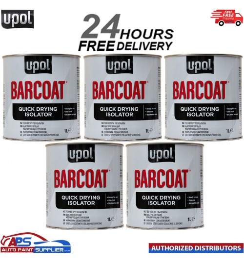 5 X U-POL BARCOAT QUICK DRYING ISOLATOR 1K PRIMER 2K PAINT REACTION UPOL BAR/1