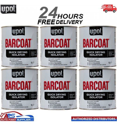 6 X U-POL BARCOAT QUICK DRYING ISOLATOR 1K PRIMER 2K PAINT REACTION UPOL BAR/1