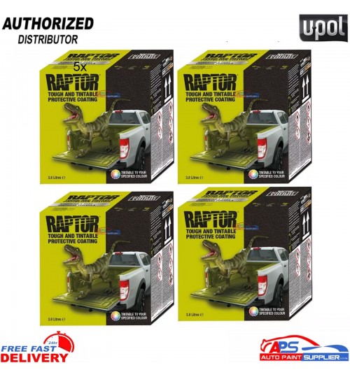 4X U-POL RAPTOR 3.8L Tintable Bed Liner Kit with Hardener – Extreme Protection