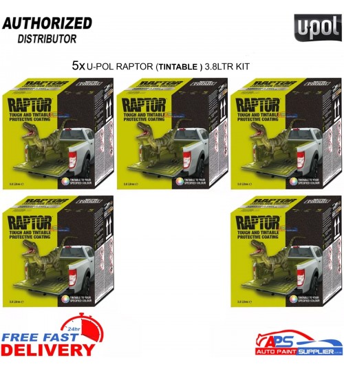5X U-POL RAPTOR 3.8L Tintable Bed Liner Kit with Hardener – Extreme Protection