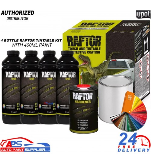 U-POL Raptor Tintable 4 Bottle Kit 3.8Ltr + 400ml Paint (Choose the colour)