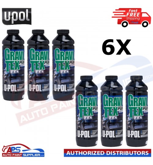 6X U-POL GRAVITEX PLUS HS STONE CHIP COATING UPOL, PROTECTER 1L - BLACK