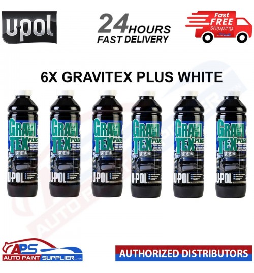 6 X U-POL GRAVITEX PLUS HS STONE CHIP COATING WHITE 1L - FAST DELIVERY
