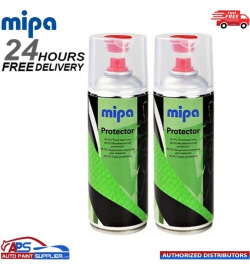 2x MIPA PROTECTOR 2K TOUGH TRUCK BED LINER raptor AEROSOL 400ML - BLACK
