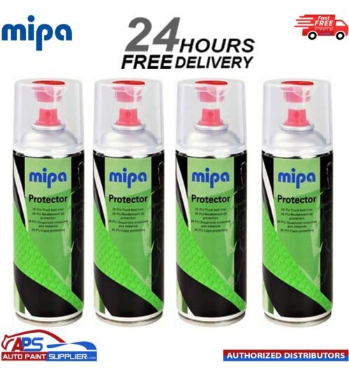 4x MIPA PROTECTOR 2K TOUGH TRUCK BED LINER raptor AEROSOL 400ML - BLACK