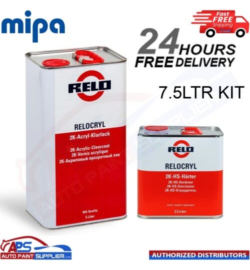 MIPA RELOCRYL 2K ACRYLIC CLEARCOAT LACQUER WITH STANDARD HARDENER- 7.5 LITRE KIT