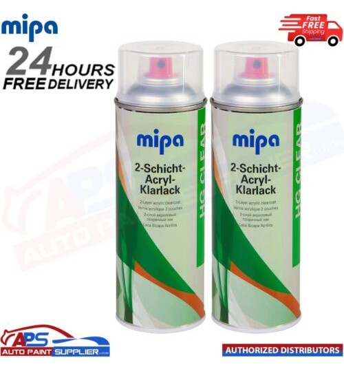 2x MIPA 2 Schicht Acryl Klarlack Aerosol 400ML - FAST DELIVERY