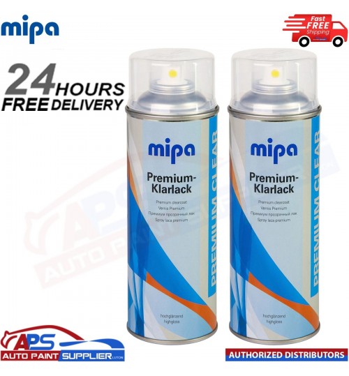 2x Mipa Premium Clearcoat Spray Aerosol 400ML - FAST DELIVERY