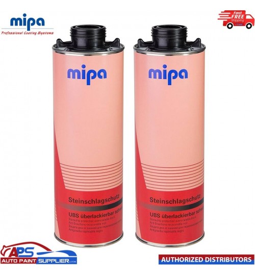 2x MIPA SUPER BLACK OVER PAINTABLE STONE CHIP 1L