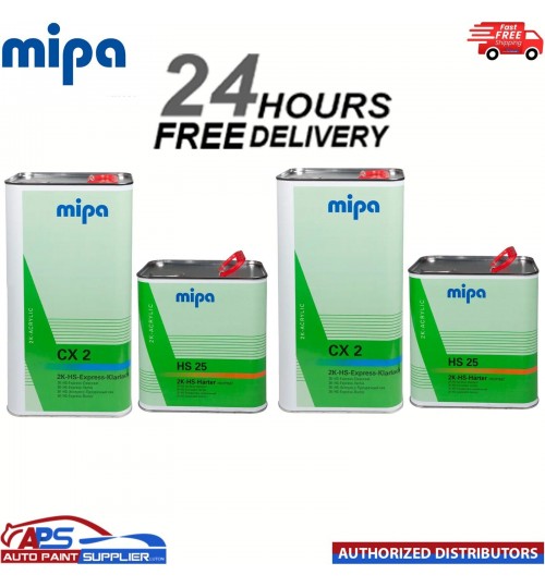2x MIPA CX2 HS EXPRESS CLEARCOAT KIT WITH HS25 NORMAL/STANDARD HARDENER 7.5L