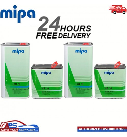 2x MIPA CX2 HS EXPRESS CLEARCOAT KIT WITH HS10 FAST HARDENER 7.5L