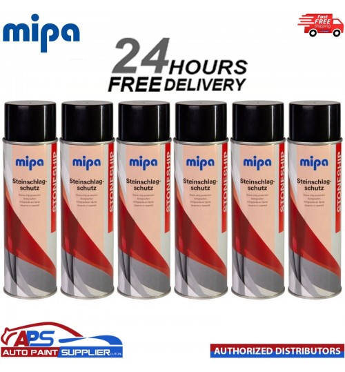 6x MIPA BLACK STONE CHIP Aerosol 500ml Car Spray All Round Protection