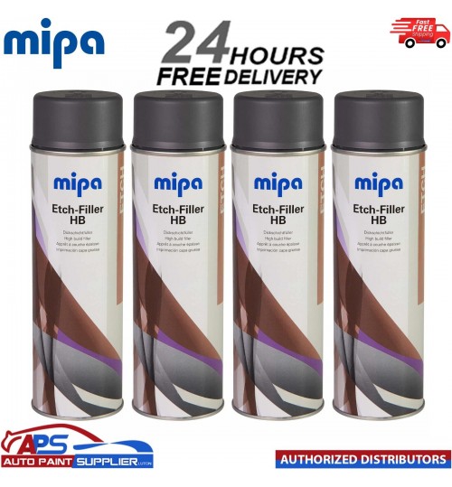 4x MIPA Etch-Filler HB Dark Grey Aerosol Spray – 500ML