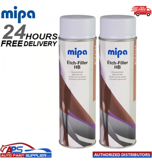 2x MIPA Etch-Filler HB Light Grey Aerosol Spray – 500ML