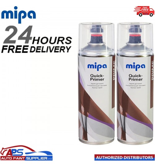 2x MIPA QUICK PRIMER AEROSOL 500ML LIGHT GREY - SPOT PRIMER