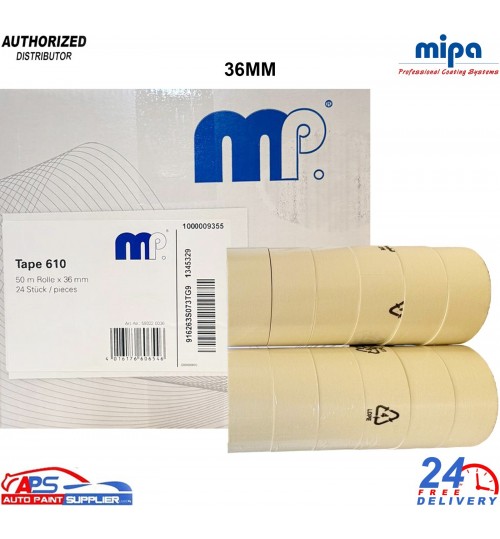 Mipa MP610 Masking Tape 50m x 36mm Box Of 24 Rolls - High Temp Masking Tape