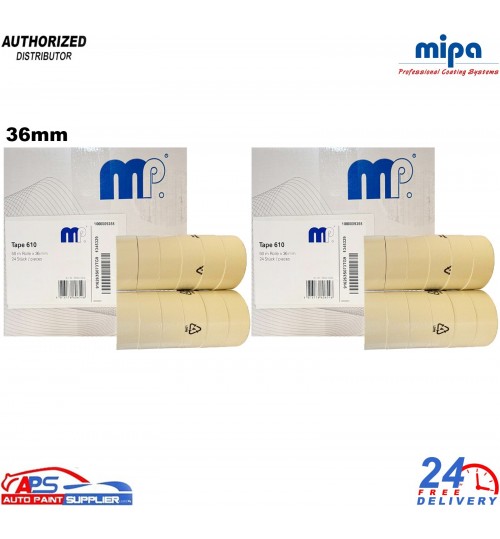 2x Mipa MP610 Masking Tape 50m x 36mm Box Of 24 Rolls - High Temp Masking Tape
