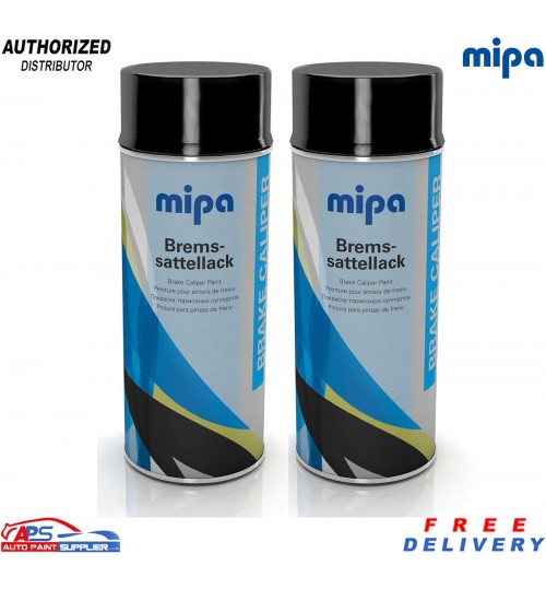 2x MIPA Brake Caliper Paint Black 400ml Aerosol – Heat Resistant Coating Spray