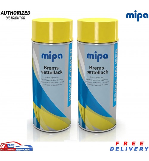 2x MIPA Brake Caliper Paint Yellow 400ml Aerosol – Heat Resistant Coating Spray