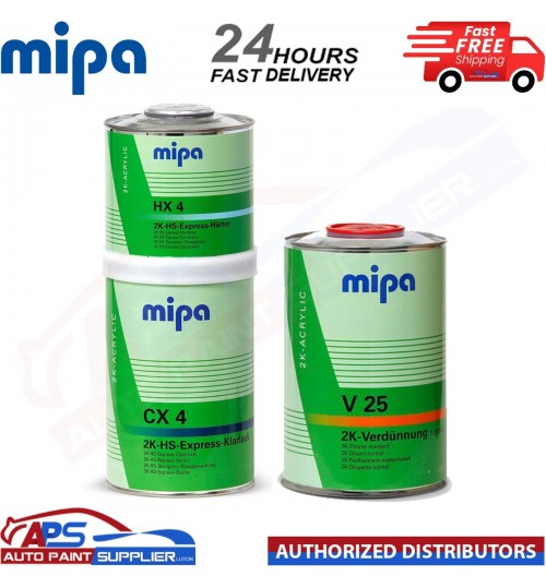 MIPA KLARLACK CX4 CLEARCOAT LACQUER + HX4 HARDENER + V 25 THINNER 2.5 LITRE KIT