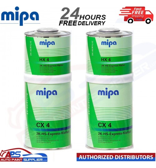 2x MIPA 2K EXPRESS KLARLACK CX4 CLEARCOAT LACQUER WITH HX4 HARDENER CX4 3L KIT