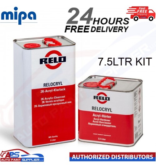 MIPA RELOCRYL 2K ACRYLIC 2K CLEARCOAT LACQUER WITH FAST HARDENER - 7.5 LITRE KIT