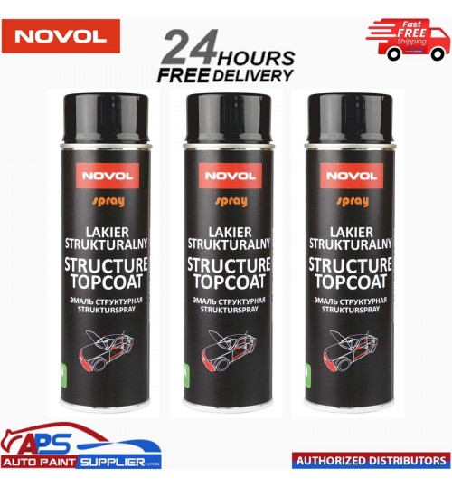 3x NOVOL SPRAY LAKIER STRUKTURALNY STRUCTURE TOPCOAT AEROSOL 500ML BLACK