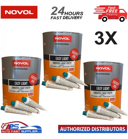 3X NOVOL Professional Easy light Smooth Body Filler 3.5L FAST DELIVERY