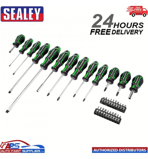 Sealey Screwdriver & Bit Set 33pc GripMAX® - Hi-Vis Premier Hand Tool