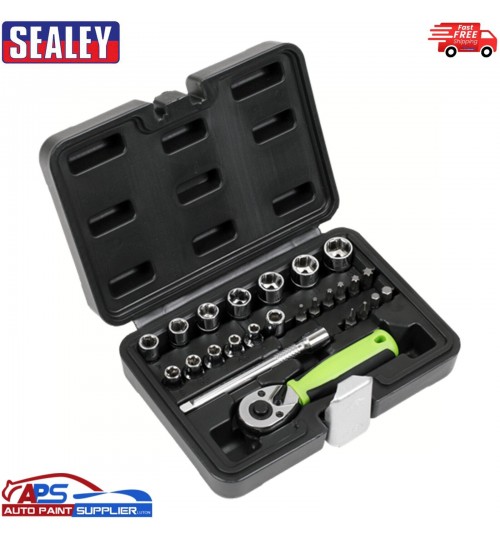 Sealey S01233 Socket Set 25pc 1/4"Sq Drive - Metric