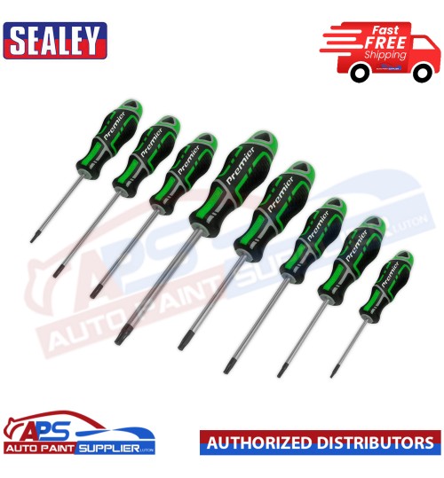 Sealey AK4323HV Screwdriver Set 8pc Security TRX-Star* GripMAX - Hi-vis Green