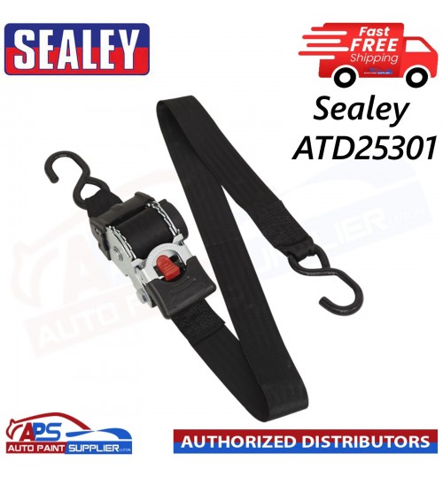 Sealey ATD25301 Auto Retract Ratchet Tie Down Strap 25mm x 3M Safety Strap