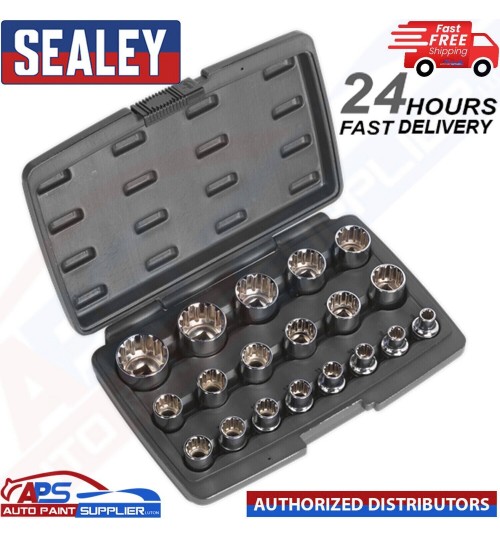 SEALEY Socket Set 19pc 1/2"Sq AK70619 Sealey Drive Total Drive®-FAST DELIVERY