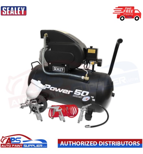 Sealey Compressor 50L Direct Drive 2hp with 4pc Air Accessory Kit SAC5020APK Ex Display Item