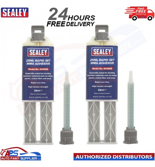 2x Sealey SCS500 25ml Rapid Set MMA Adhesive High Tension Strength