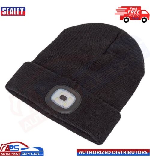 Sealey - LED185 Unisex Beanie Hat With LED Head Light Torch Rechargeable Via USB