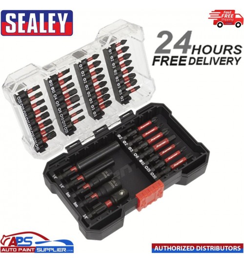 Sealey Power Tool Bit Set Premier 44pc Impact Grade Drill Screwdriver Case