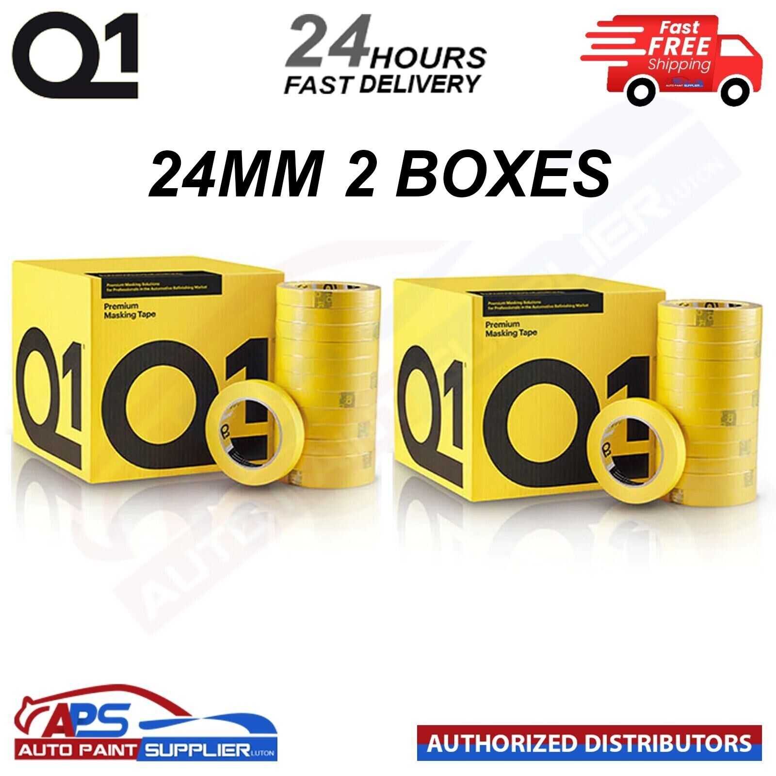 Q1 - 2 inch Premium Automotive Yellow Masking Tape - Case of 20 Rolls
